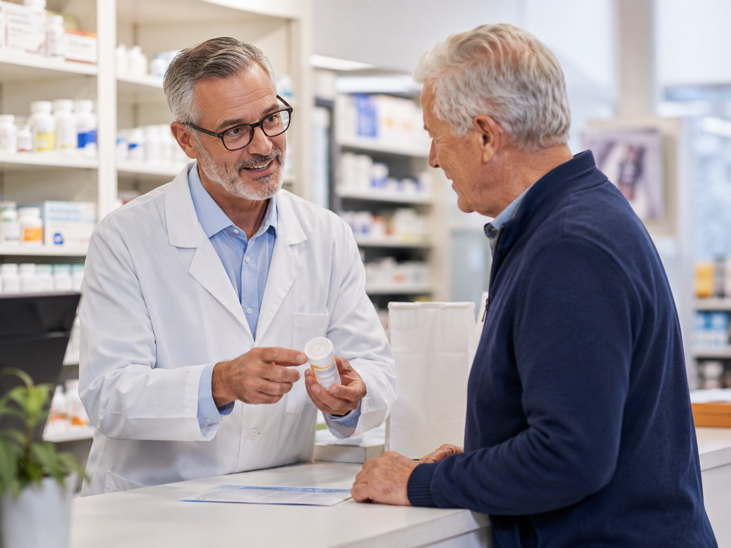 Pharmacist helping a senior